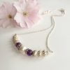 Amethyst, pearl and silver bridal necklace 