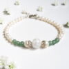 Aventurine, crystal and freshwater pearl bracelet 