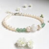 Aventurine, crystal and freshwater pearl bracelet 