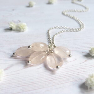 Rose quartz charm necklace