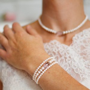 Pink Amethyst Three Strand Pearl Bracelet | By Me Me Jewellery