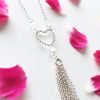 Silver Heart Tassel Necklace | By Me Me Jewellery