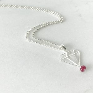 July - Ruby and Diamond Necklace | By Me Me Jewellery