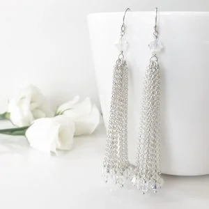 Crystal Tassel earrings | By Me Me Jewellery