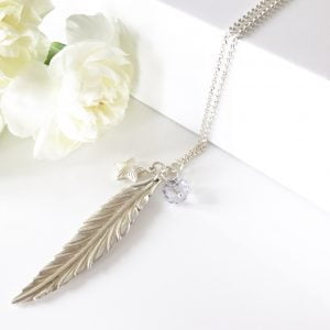 Feather Necklace with Smoky Mauve | By Me Me Jewellery