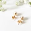 Freshwater pearl gold studs | Me Me Jewellery