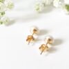 Freshwater pearl gold studs | Me Me Jewellery