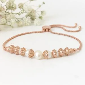 Freshwater pearl and rose gold bracelet | Me Me Jewellery