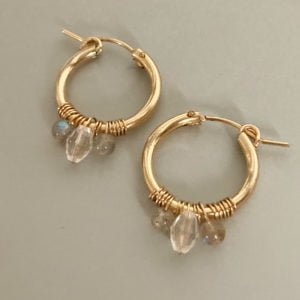 Gold Gemstone Hoop Earrings | Me Me Jewellery