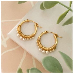 Gold and Pearl Hoop Earrings | Me Me Jewellery