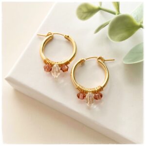 Gemstone Gold Hoops with Swarovski Crystals | Me Me Jewellery