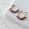 Gold Hoop Earrings with Amethyst Gemstones | Me Me Jewellery
