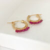 Gold and Ruby Hoop Earrings | Me Me Jewellery