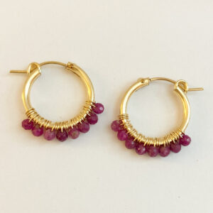 Gold and Ruby Hoop Earrings | Me Me Jewellery