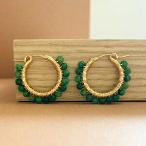 Emerald Hoop Earrings in Gold | Me Me Jewellery