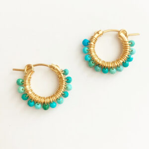 Mini Turquoise Hoop Earrings in Gold | Me Me Jewellery