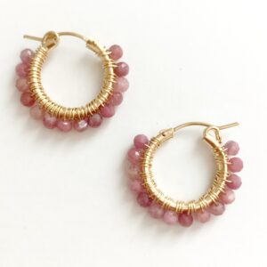 Pink Tourmaline Hoop Earrings | Me Me Jewellery