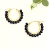 Black Hoop Earrings in Gold | Medium