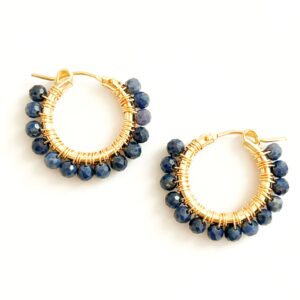Sapphire Hoop Earrings in Gold | Me Me Jewellery