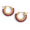 Mini Ruby Hoop Earrings in Gold | Me Me Jewellery