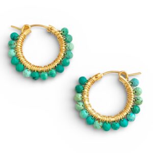 Turquoise Hoop Earrings in gold Me Me Jewellery